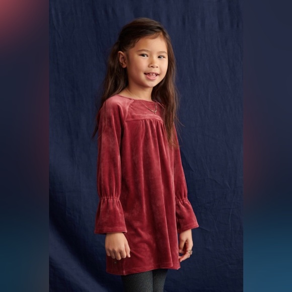 Like New Tea Collection Bell Sleeve Velour Dress, size 10 - Picture 5 of 5